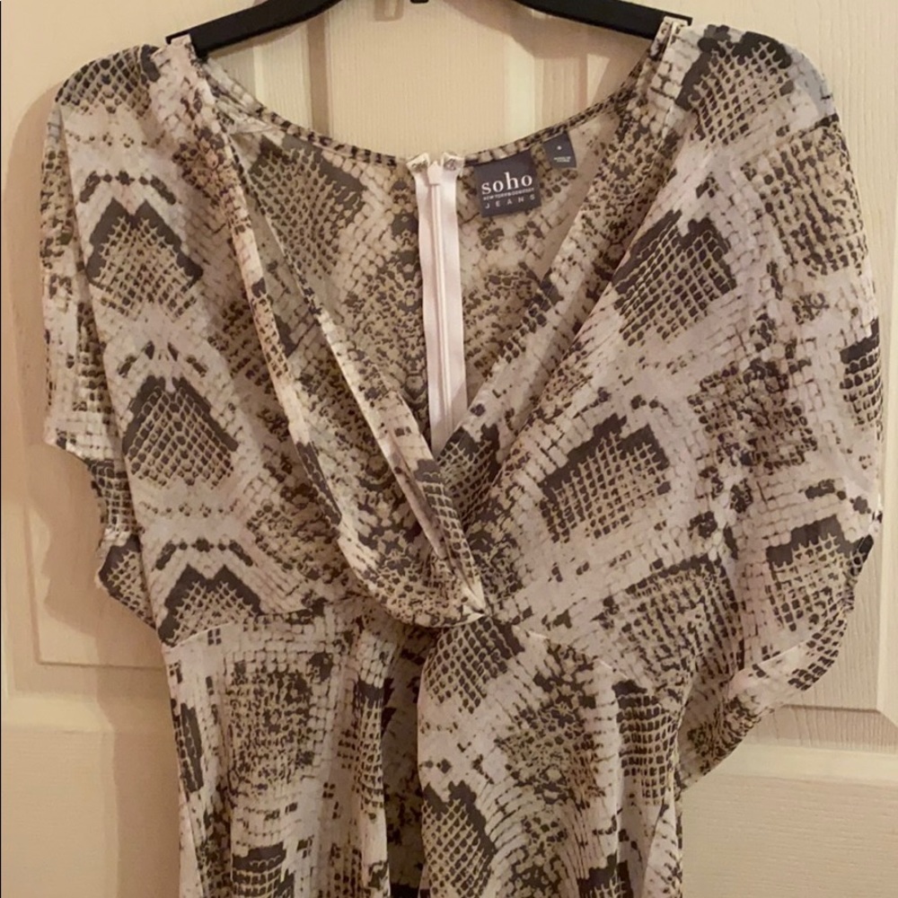Snakeskin high-low blouson